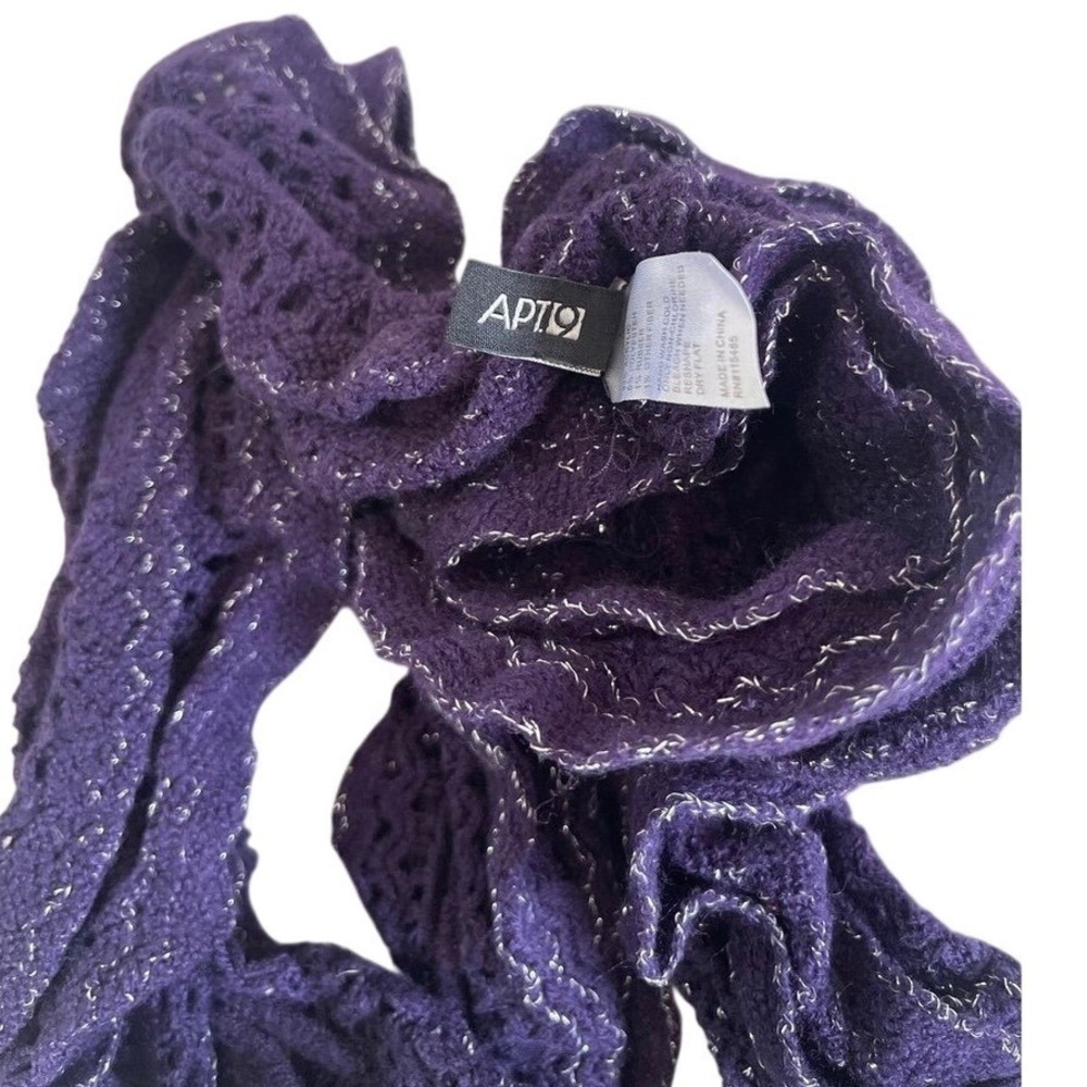 APT 9 Purple Chunky Knit Infinity Scarf with Silver Metallic Thread Accent - Picture 3 of 5